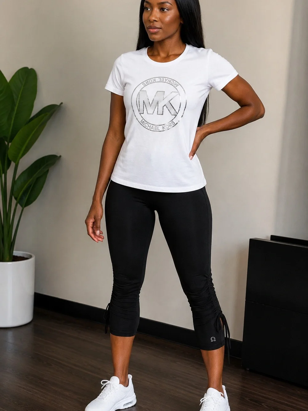 Michael Kors White MK Logo Short Sleeve Tee